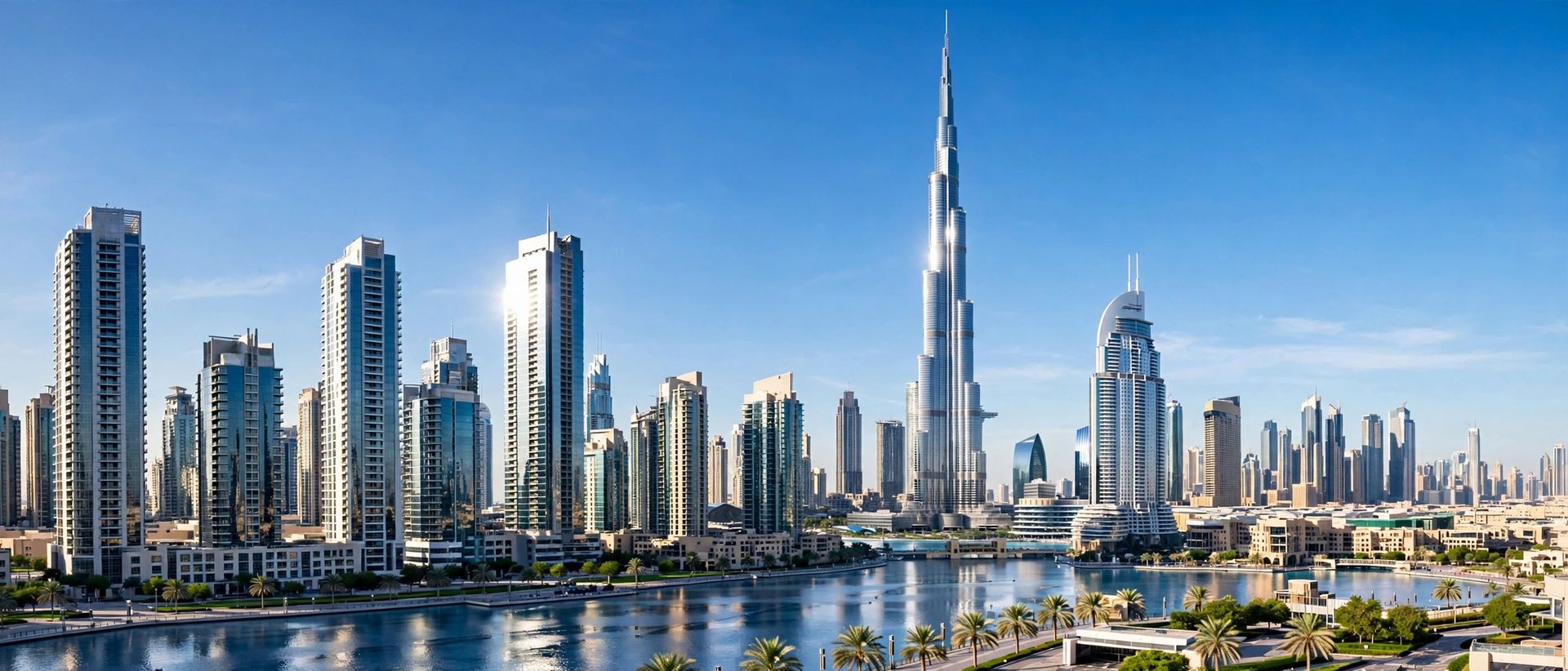 Dubai skyline with Burj Khalifa — Gulf jobs for Indians in bright daylight